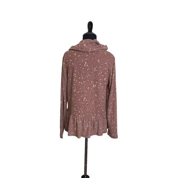 Ava James floral cowl neck long sleeves top size PM - Picture 2 of 9
